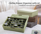 AARAINBOW 2 Packs Underwear Socks Ties Storage Organizer with Lids Foldable Closet Drawer Organizer 60 Cells, Fabric Drawer W