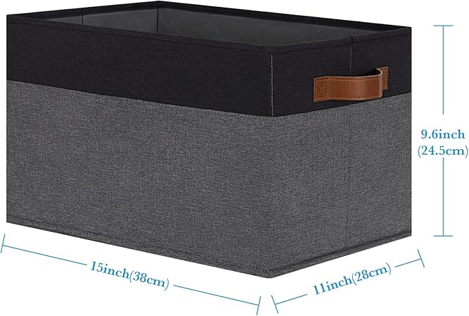 Large Fabric Storage Bins, Foldable Fabric Storage Baskets for Shelves, Sturdy Storage Boxes with PU Handles for Organizing C