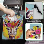 Cute Giraffe Car Garbage Bag,Splash Floral Waterproof Small Car Trash Bag Hanging Back of Seat,Drawstring Hanging Car Trash Bag with Adjustable Buckle for Car Accessories