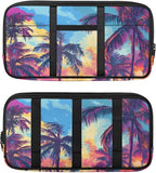Coconut Tree Tactical Sun Visor Organizer,Scratch-Resistant Auto Sunshade Organizer Bag with Double Zippers Truck SUV Storage Pouch Holder