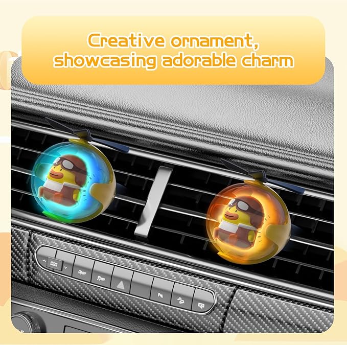Yellow Duck Car Air Freshener with 6-Color Auto Light Up & 4 Scented Replacements Tablets – Light Scent, Decorative Auto Acce