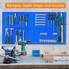 Metal Pegboard Panels 24" x 12" 4 Pack Heavy Duty Steel Pegboard Wall Organizer, Garage Utility Tools Pegboard Storage System