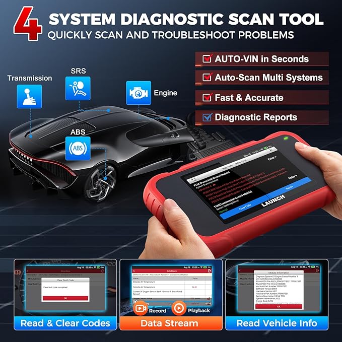 2026 Upgraded LAUNCH OBD2 Scanner CRP123E V3.0 Elite, Diagnostics Tool for Engine, ABS, SRS, AT, with 7 Resets,