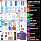 Large First Aid Kit - 410 Piece Dual-Color Emergency Kit with Hard Shell & Fluorescent Interior Coating, Professional Surviva