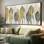 CHUDANHAO Vintage Wall Decor Gold Foil Wall Art Abstract Home Decorations Textured Artwork for Walls 24"x48" Pictures for Bed