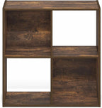 Furinno PELLI Book Shelf, 4 Cube Bookshelf with Open Back & Closed Back Cubes, 2 x 2 Storage Organizer Cabinet, 11.6 x 24.2 x