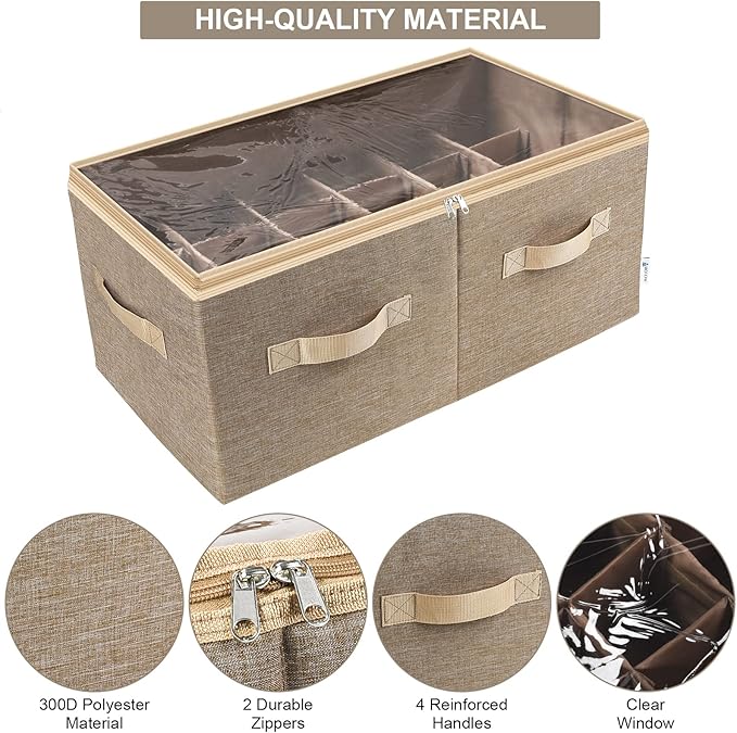 Moteph Shoe Organizer for Closet - Shoe Storage Organizer for Closet Organization with Clear Cover & Adjustable Dividers, Sho