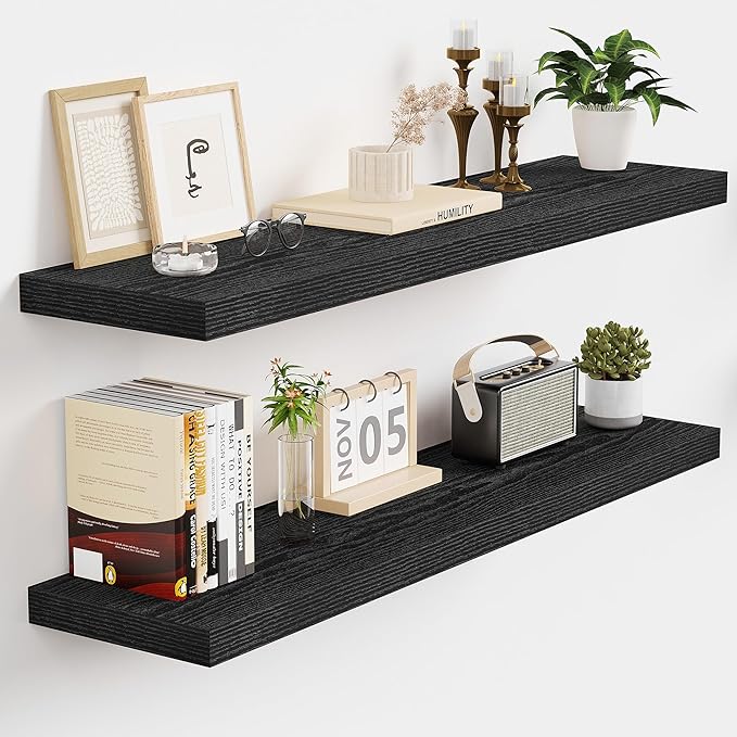 Vivelove 32 Inch Floating Shelves, Deep Wall Shelves with Invisible Brackets, Display Shlf for Bathroom Living Room Kitchen B