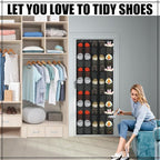 Windyun 40 Over the Door Shoe Organizer Large Breathable Mesh Pockets Hanging Shoe Rack for Closet Black Behind Door Hanger S