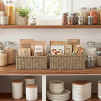 StorageWorks Wicker Storage Baskets, Handwoven Seagrass Basket for Organizing, Decorative Organizers with Built-in Handles, S