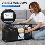 TAILI Extra Large Moving Bags, 8 Pack Black Heavy Duty Totes For Storage with Visible Window, Wrap Around Handles, Storage Ba