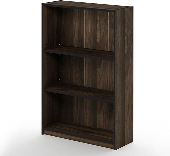 Furinno JAYA Book Shelf, 3-Tier Bookshelf, Bookcase with Adjustable Shelves, 9.5 x 24.5 x 40.3, for Organization and Storage,