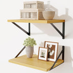 Deep Floating Shelves,16" Wx10 D Floating Shelves for Wall Set of 2,Heavy Duty Wood Floating Shelf with Metal Bracket,Wall Mo