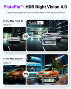 Vantrue S1 Pro Max AI Dash Cam 4K+4K w/ADAS & BSD, Dual STARVIS 2 Dash cam Front and Rear, 2 Channel HDR Dashcam, PlatePix Ni