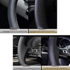 Hand Sewn Black Perforated Ultra-Fine Fiber Leather Steering Wheel Cover, for BMW 228i 230i 320i 328i 330i 335i 340i 428i 430i 435i 440i 525i 535i 550i 640i 650i