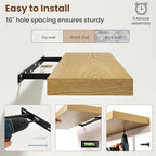 72 Inch Floating Shelves for Wall, 8 Inch Deep Floating Shelf for Storage & Display, Rustic Wall Mounted Shelf with Invisible