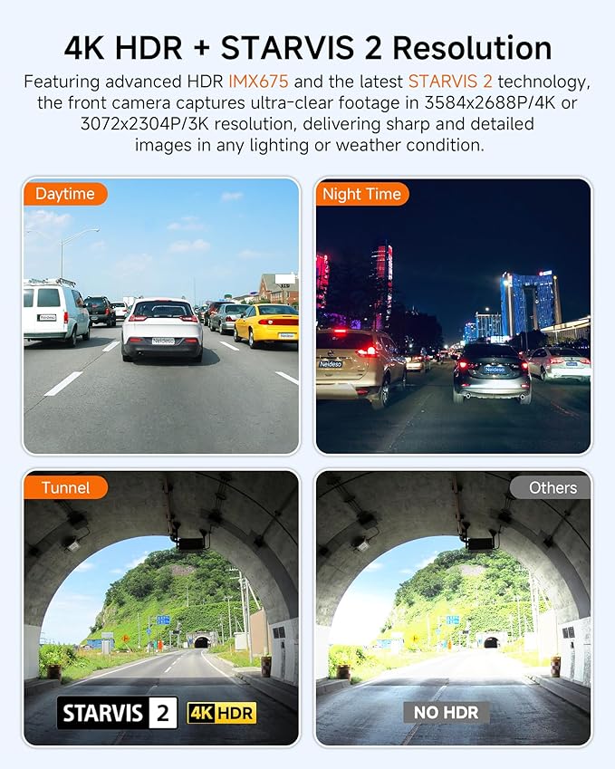 4K STARVIS 2 Dash Cam Front and Rear, 360° 4 Channel Dash Camera for Cars, Car Video Recorder with AI Driver Monitor System, 