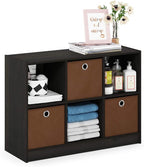 Furinno Basic 3x2 Cube Storage Bookcase Organizer with Bins, Espresso/Brown