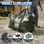 TAILI 2 Pack Green Extra Large Storage Bags, Heavy Duty Totes with Visible Window, Wrap Around Handles, Perfect for Moving
