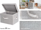 StorageWorks Fabric Storage Bins with Lid, Decorative Storage Boxes for Shelves, Stackable Closet Organizer Basket with Handl