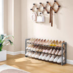 FAVOOSTY 3-Tier Expandable Shoe Rack, Adjustable Shoe Shelf Storage Organizer Space Saving Metal Free Standing Shoe Rack for 