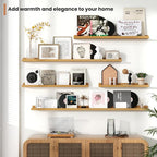 Fun Memories Picture Ledge Shelves Set of 4, 24 Inch Rustic Wall Mounted Floating Shelves with Lip for Home Storage and Décor