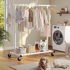 Raybee Clothing Rack for Hanging Clothes, Rolling Clothes Rack Load 250LBS, Metal Clothes Racks, Clothing Rack with Wheels Po