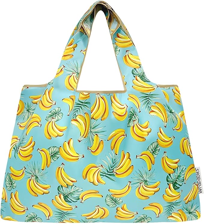 allydrew Large Foldable Tote Nylon Reusable Grocery Bags, 6 Pack