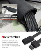 Abahub Car Soft Roof Rack Pads for Kayak,Canon,Surfboard,SUP Include 2 Tie Down Rope, 2 Quick Loop Strap, 2 Heavy Duty Tie Down Straps and a Storage Bag(Black)