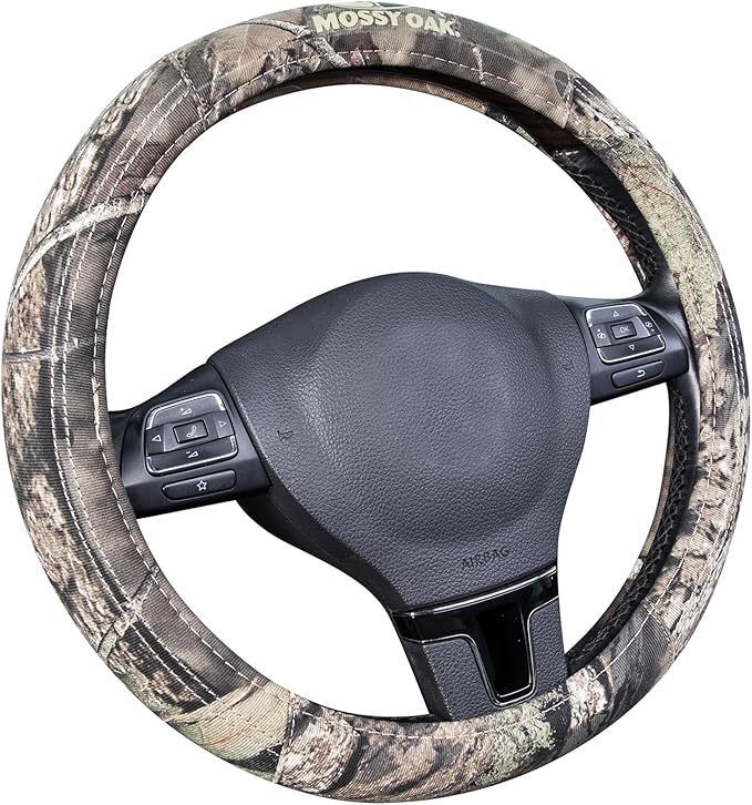 Mossy Oak Full Camo Steering Wheel Cover - Made from Premium Cotton Twill, Universal Fit for 14 1/2 to 15 inches - Official L