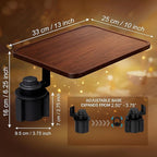 360° Rotating Wood Car Tray – Drive Thru Tray & Cup Holder Car Desk, Car Table Tray for Eating, Work & Travel – Adjustable Laptop Stand for Car – Portable Car Table for Vehicles & RV