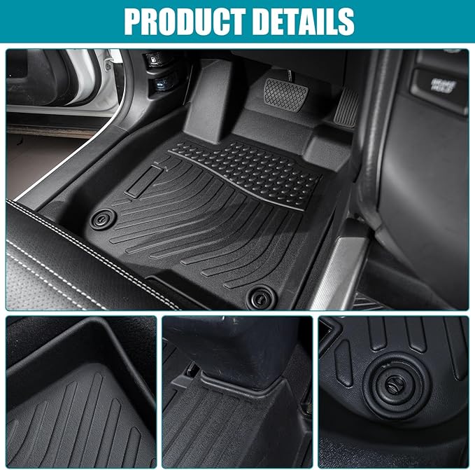 Car Floor Mats for 2015-2022 Ford Mustang, TPE Rubber All Weather Protection Mat Include 1st 2nd Row, Non-Slip Interior Accessories (2015-2022 Mustang)