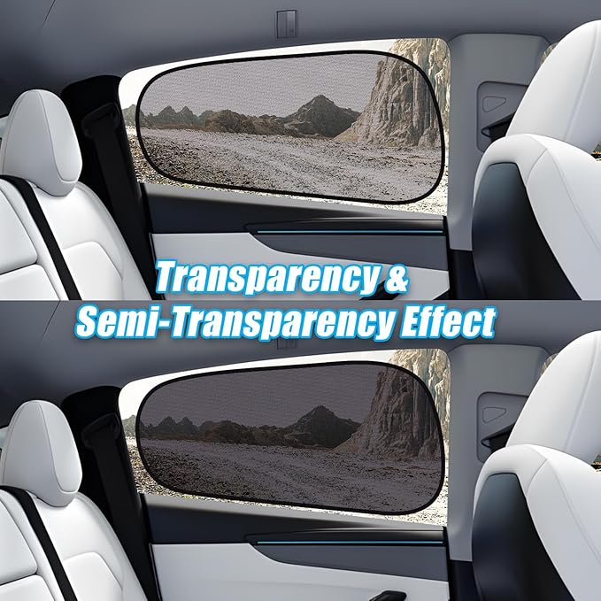 ZATOOTO Tesla Model Y Window Shades for Rear Window Sun Shade Semi Transparent Static Cling | Custom Fit 2020-2024 | 95% UV & Heat Block | Privacy Protection | No Adhesive, Tool-Free Install