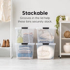 IRIS USA 72 Qt Stackable Plastic Storage Bins with Lids, 6 Pack - BPA-Free, Made in USA - See-Through Organizing Solution, La