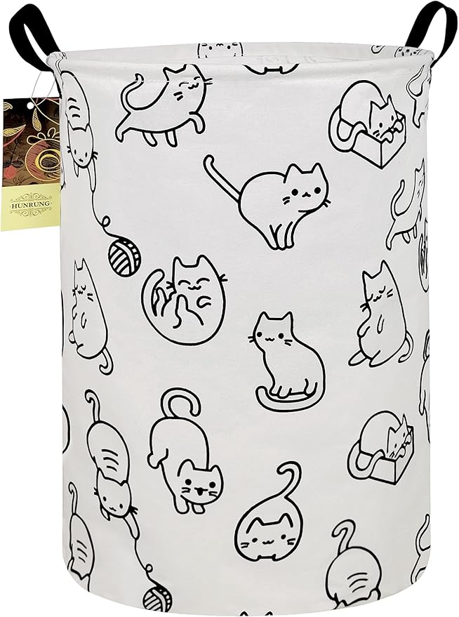 HUNRUNG Laundry Hamper,Large Canvas Fabric Lightweight Storage Basket Toy Organizer Dirty Clothes Collapsible Waterproof for 