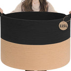 INDRESSME 115L Extra Large Cotton Rope Blanket Basket for Nursery, Boho Decor Baby Laundry Baskets for Kids Toy Organizer Sto