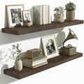 Vivelove Solid Wood Floating Shelves Set of 2, Elm Wood Wall Shelf with Invisible Bracket for Living Room Bedroom Bathroom Of