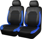 CAR PASS Leather Car Seat Covers Front Seats Only, with Air Mesh Front Seat Covers Breathable, Cool Automotive Seat Cover 2 P