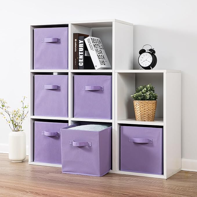 Stero Fabric Storage Bins 6 Pack Fun Colored Durable Storage Cubes with Fabric Handles Foldable Cube Baskets for Home, Kids R