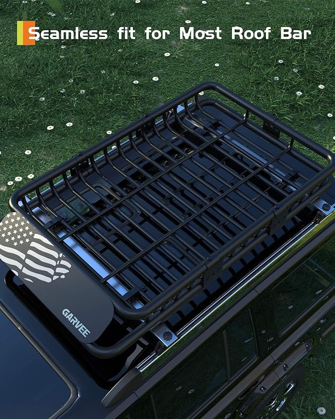 GarveeLife 84 in x 39 in Roof Rack Basket, 200 LBS Capacity Rooftop Cargo Carrier Basket with Extension Luggage Rack Heavy Duty for SUVs, Trucks, Vehicles