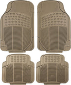 FH Group Automotive Floor Mats - Heavy-Duty Rubber Floor Mats for Cars, Universal Fit Full Set, ClimaProof Floor Mats, Trimmable Floor Mats For Most Sedan, SUV, Truck Floor Mats Beige