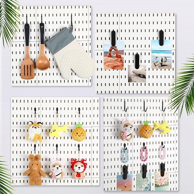 Kathfly 30pcs Pegboard Accessories 10 Clips 20 Hooks, Peg Board Accessory Kit for Wall Organizer Compatible with IKEA Skadis 
