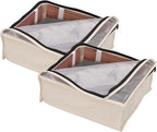 Household Essentials Canvas Sweater Storage Bags, 2-Pack, Breathable Cotton, Under-Bed Zippered Storage with Clear Top Window