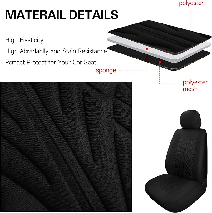 Pariitadin Car Seat Covers Front Pair, Washable and Breathable Seat Covers for Cars, Universal Fit Car Interior Covers for Mo