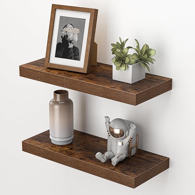 Heimlove Floating Shelves for Wall,16 inchs Shelf for Small Bathroom,Mounted Storage & Display Wood Shelves for Bedroom,Livin