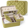 Velvet Travel Jewelry Box with Large Mirror, Double-Layer Jewelry Organizer Case for Women and Girls, Portable Storage Case w