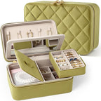 Velvet Travel Jewelry Box with Large Mirror, Double-Layer Jewelry Organizer Case for Women and Girls, Portable Storage Case w