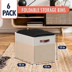 Ornavo Home 13 x 15 x 13 Kallax Storage Cube Bins, Foldable Collapsible Fabric Storage Bins Box Linen Shelf Basket Cube Organ