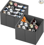 SpaceAid Shoe Organizer for Closet, 2 Pack Foldable Shoe Storage Containers Baskets Boxes Bins w/Adjustable Dividers, Fits 16