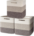 AELS Hand Woven Cotton Baskets for Storage, Cube Storage Bins with Handles, Foldable Collapsible Closet Organizers and Storag
